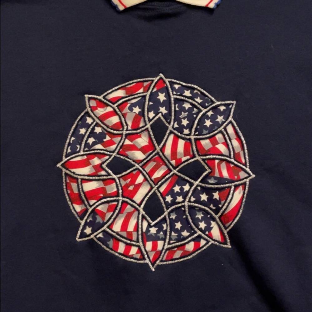 alaska american flag embroidered double collared oversized crewneck sweatshirt - Picture 3 of 6